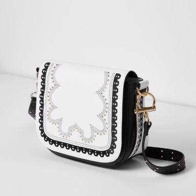 Black and white stud detail satchel